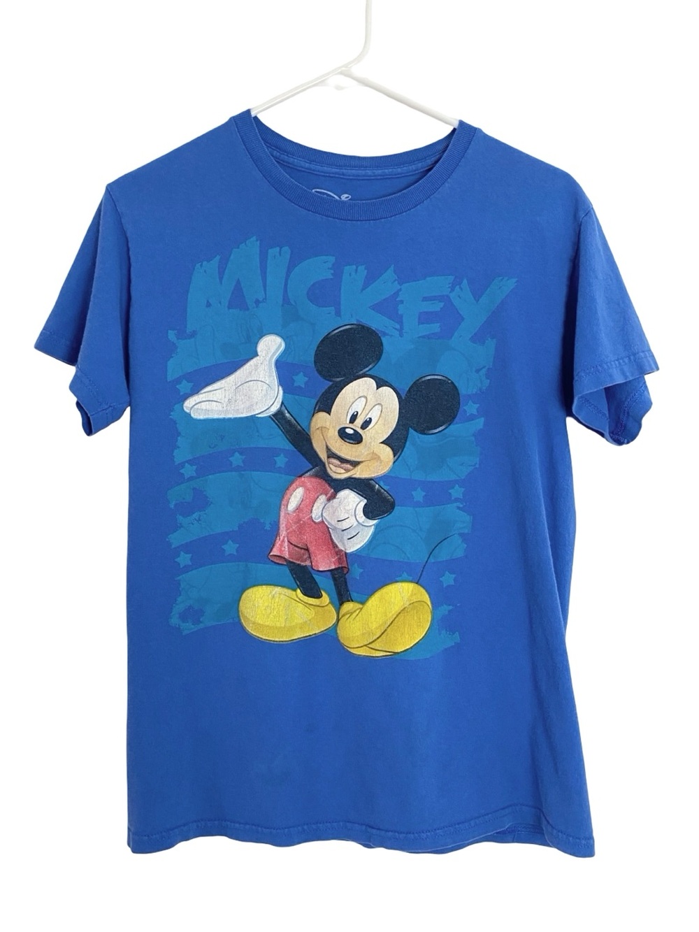 Disney Mickey Mouse Tee Tshirt Mens Size Small XS Unisex Blue Retro Short Slv